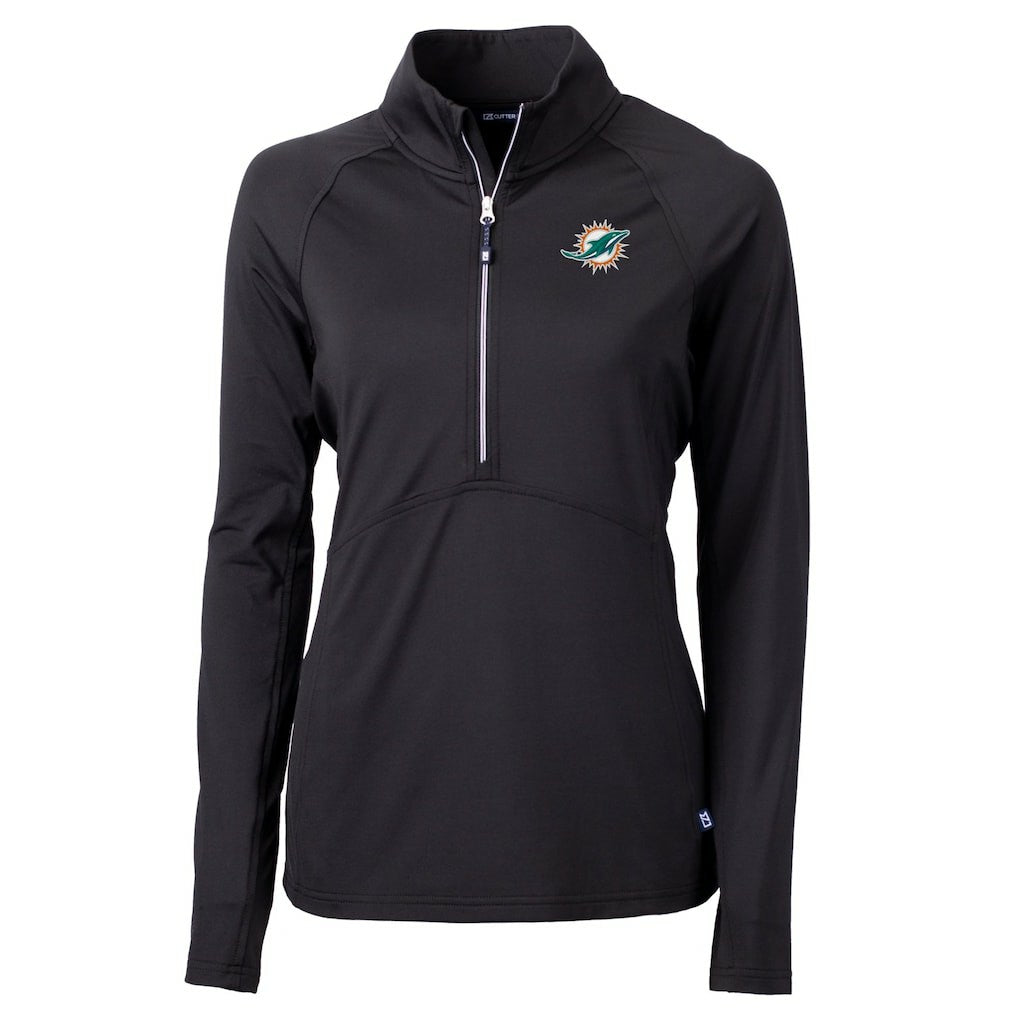 NFL Miami Dolphins Cutter & Buck Women's DryTec Adapt Eco Knit Stretch Recycled Raglan Half-Zip Top