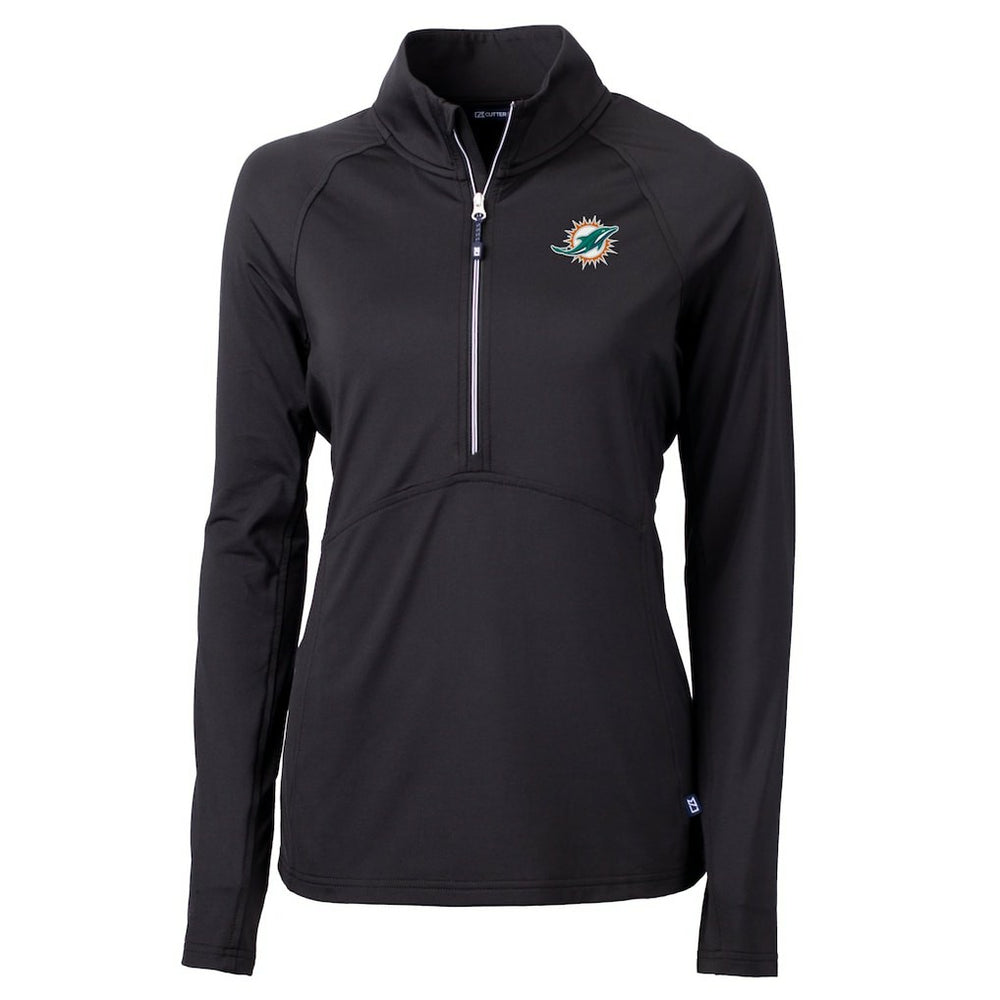 NFL Miami Dolphins Cutter & Buck Women's DryTec Adapt Eco Knit Stretch Recycled Raglan Half-Zip Top