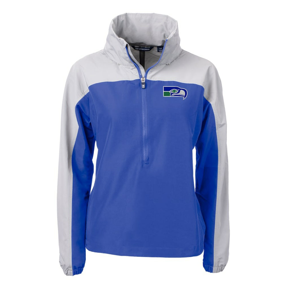 NFL Seattle Seahawks Cutter & Buck Women's Charter Eco Recycled Half-Zip Hooded Anorak Jacket