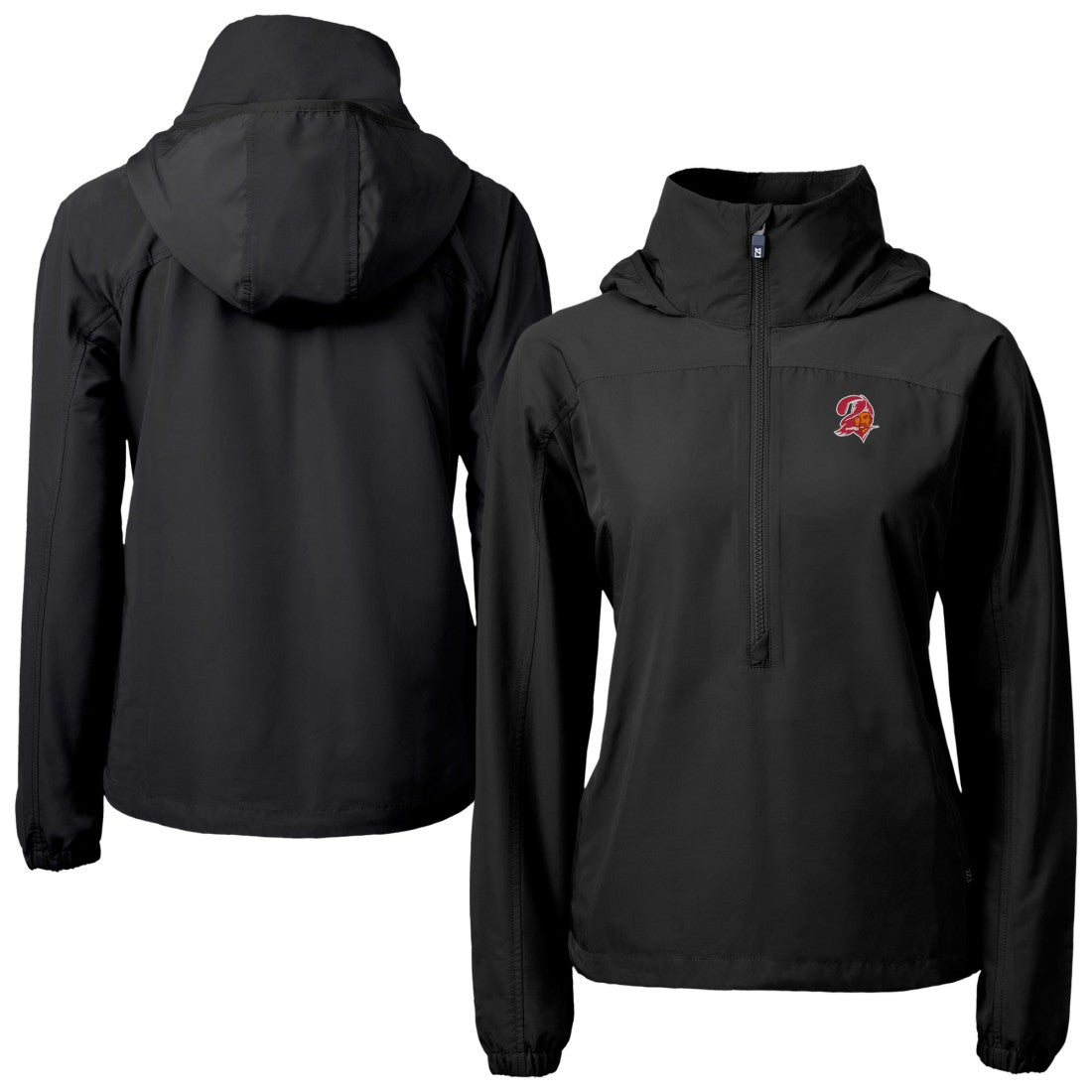 NFL Tampa Bay Buccaneers Cutter & Buck Women's Charter Eco Recycled Half-Zip Hooded Anorak Jacket
