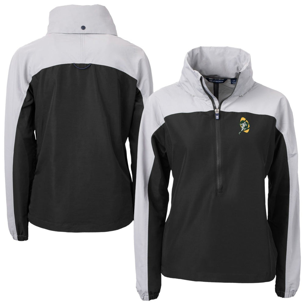 NFL Green Bay Packers Cutter & Buck Women's Charter Eco Recycled Half-Zip Hooded Anorak Jacket