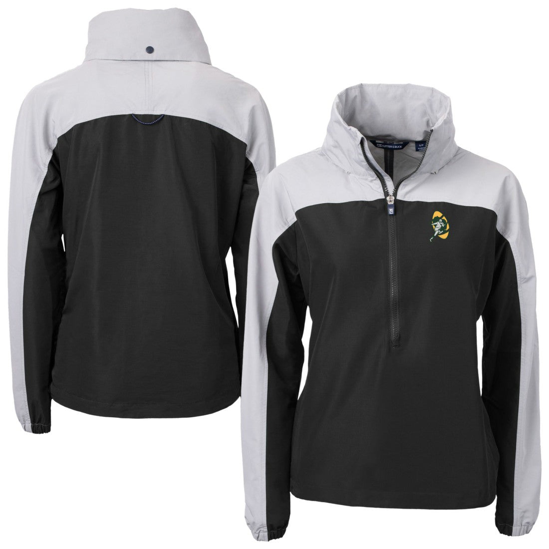 NFL Green Bay Packers Cutter & Buck Women's Charter Eco Recycled Half-Zip Hooded Anorak Jacket