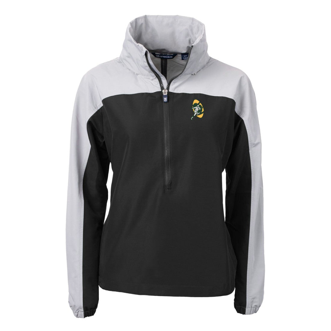 NFL Green Bay Packers Cutter & Buck Women's Charter Eco Recycled Half-Zip Hooded Anorak Jacket