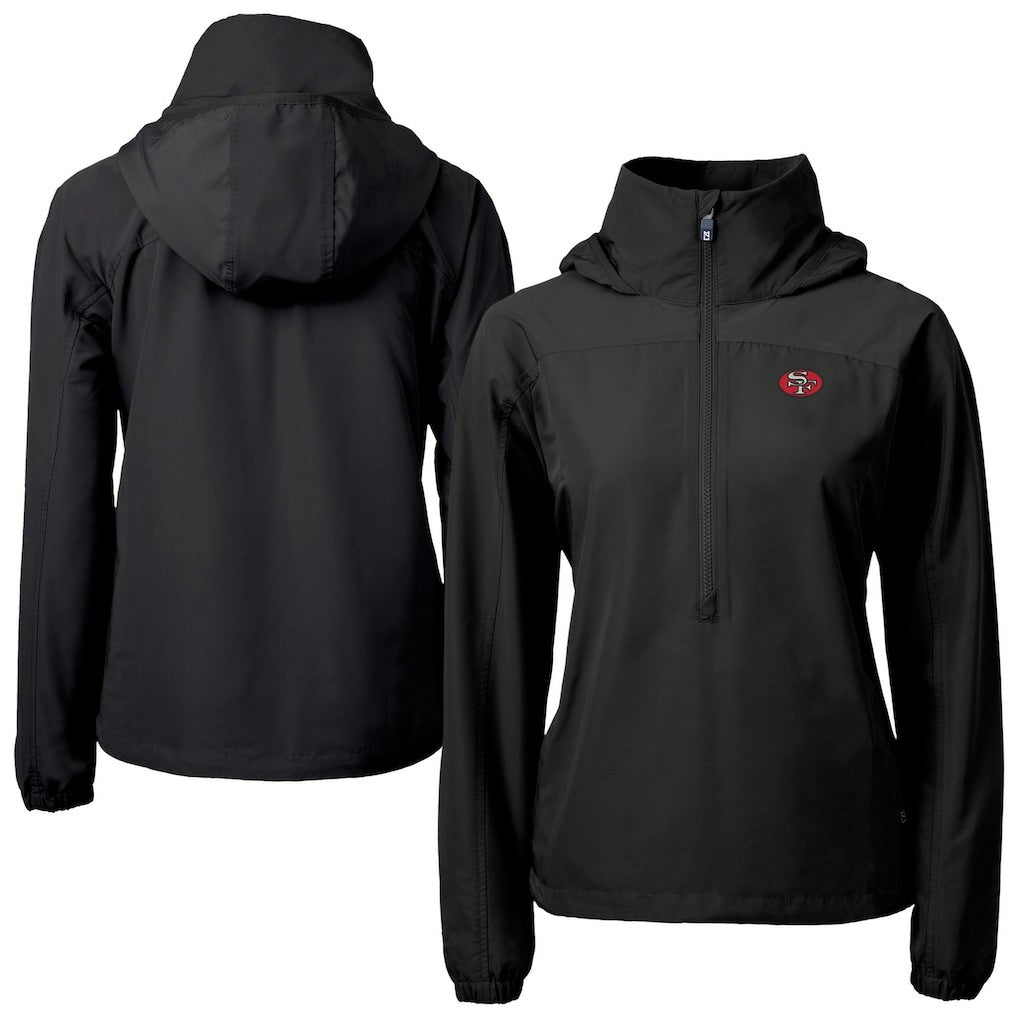 NFL San Francisco 49ers Cutter & Buck Women's Charter Eco Recycled Half-Zip Hooded Anorak Jacket