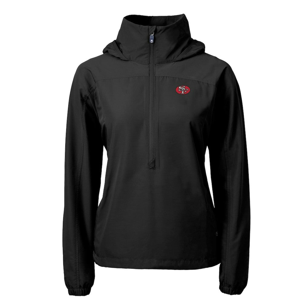 NFL San Francisco 49ers Cutter & Buck Women's Charter Eco Recycled Half-Zip Hooded Anorak Jacket