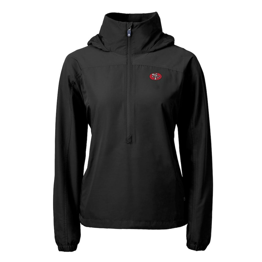 NFL San Francisco 49ers Cutter & Buck Women's Charter Eco Recycled Half-Zip Hooded Anorak Jacket