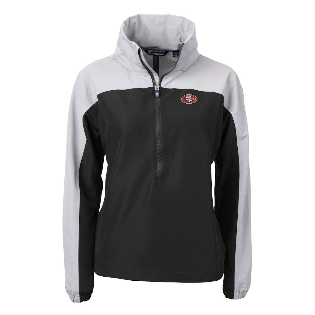 NFL San Francisco 49ers Cutter & Buck Women's Charter Eco Recycled Half-Zip Hooded Anorak Jacket
