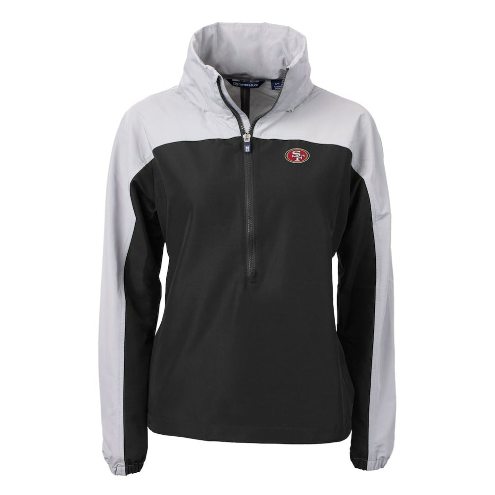 NFL San Francisco 49ers Cutter & Buck Women's Charter Eco Recycled Half-Zip Hooded Anorak Jacket