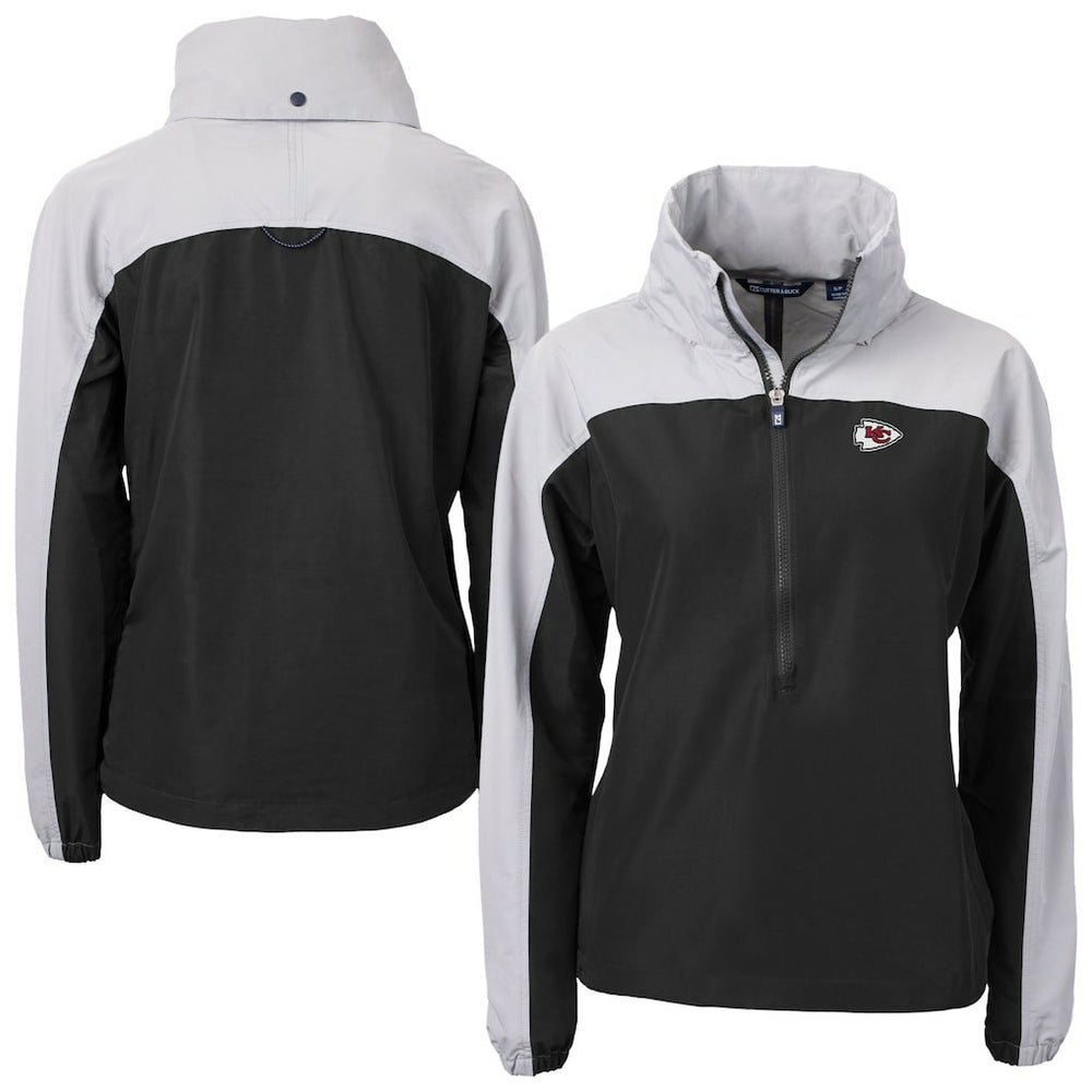 NFL Kansas City Chiefs Cutter & Buck Women's Charter Eco Recycled Half-Zip Hooded Anorak Jacket