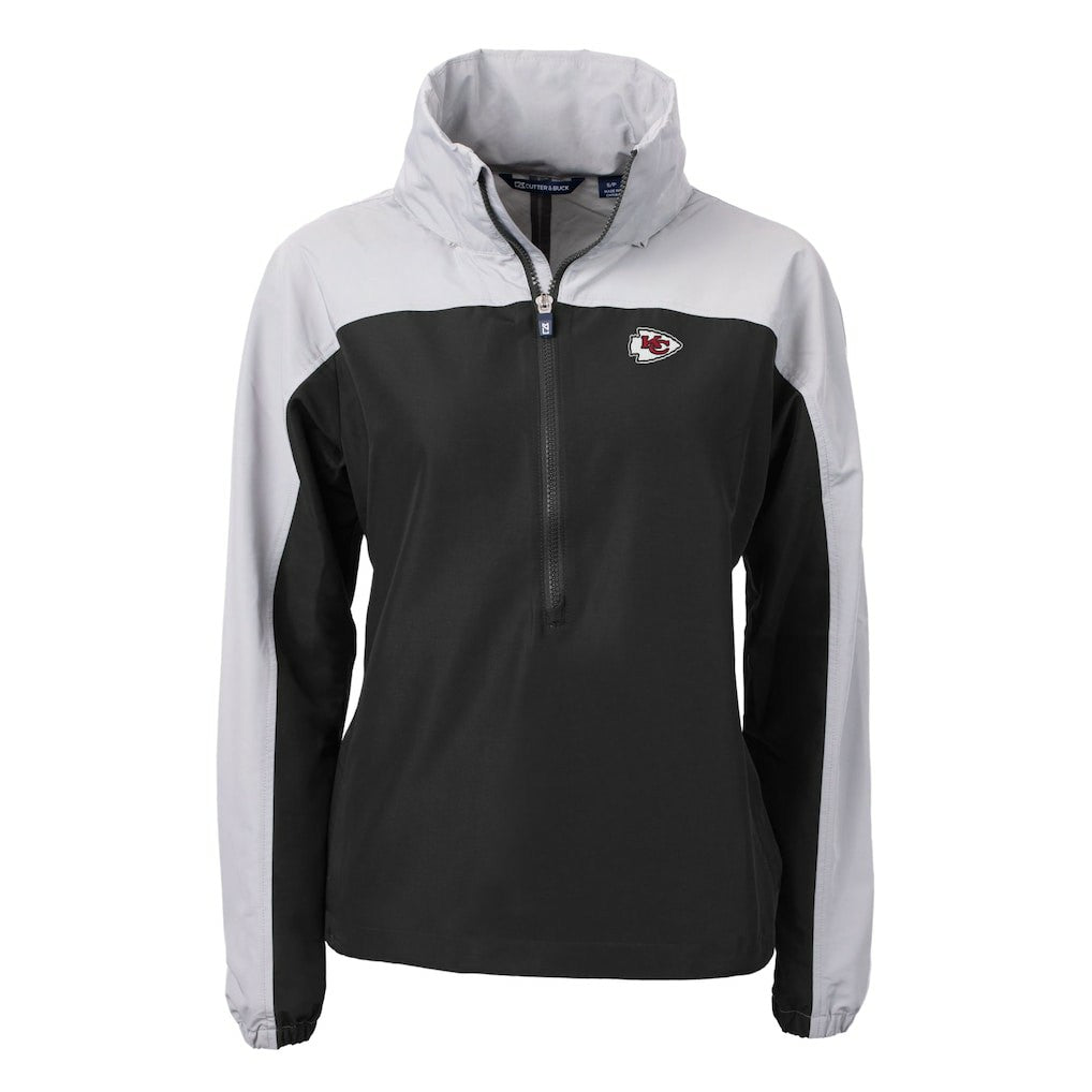 NFL Kansas City Chiefs Cutter & Buck Women's Charter Eco Recycled Half-Zip Hooded Anorak Jacket