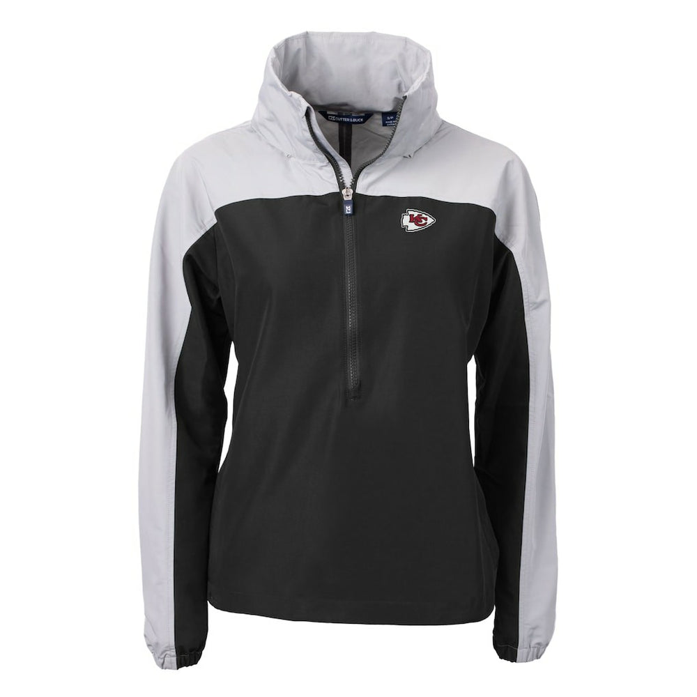 NFL Kansas City Chiefs Cutter & Buck Women's Charter Eco Recycled Half-Zip Hooded Anorak Jacket
