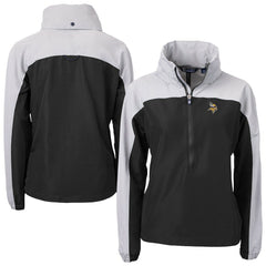 NFL Minnesota Vikings Cutter & Buck Women's Charter Eco Recycled Half-Zip Hooded Anorak Jacket