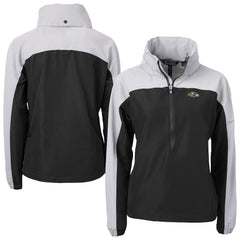 NFL Baltimore Ravens Cutter & Buck Women's Charter Eco Recycled Half-Zip Hooded Anorak Jacket