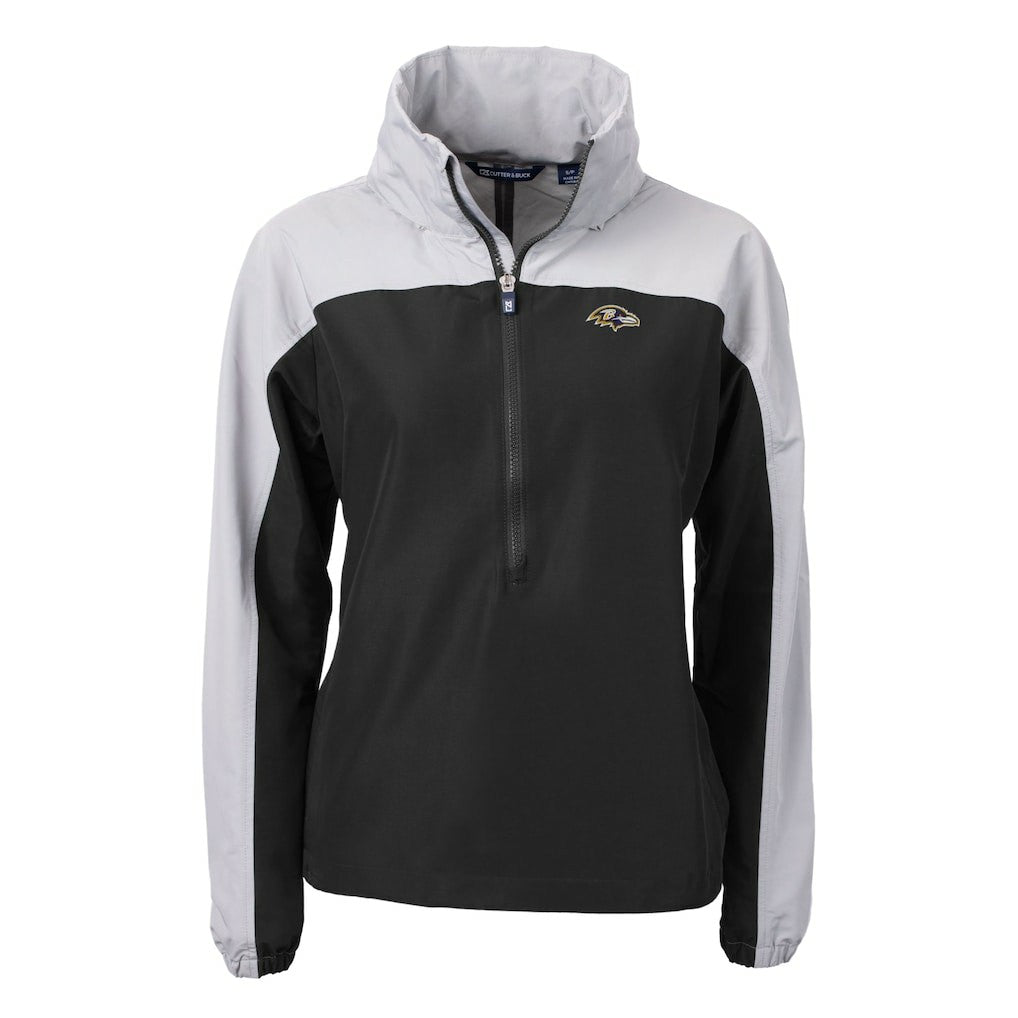 NFL Baltimore Ravens Cutter & Buck Women's Charter Eco Recycled Half-Zip Hooded Anorak Jacket