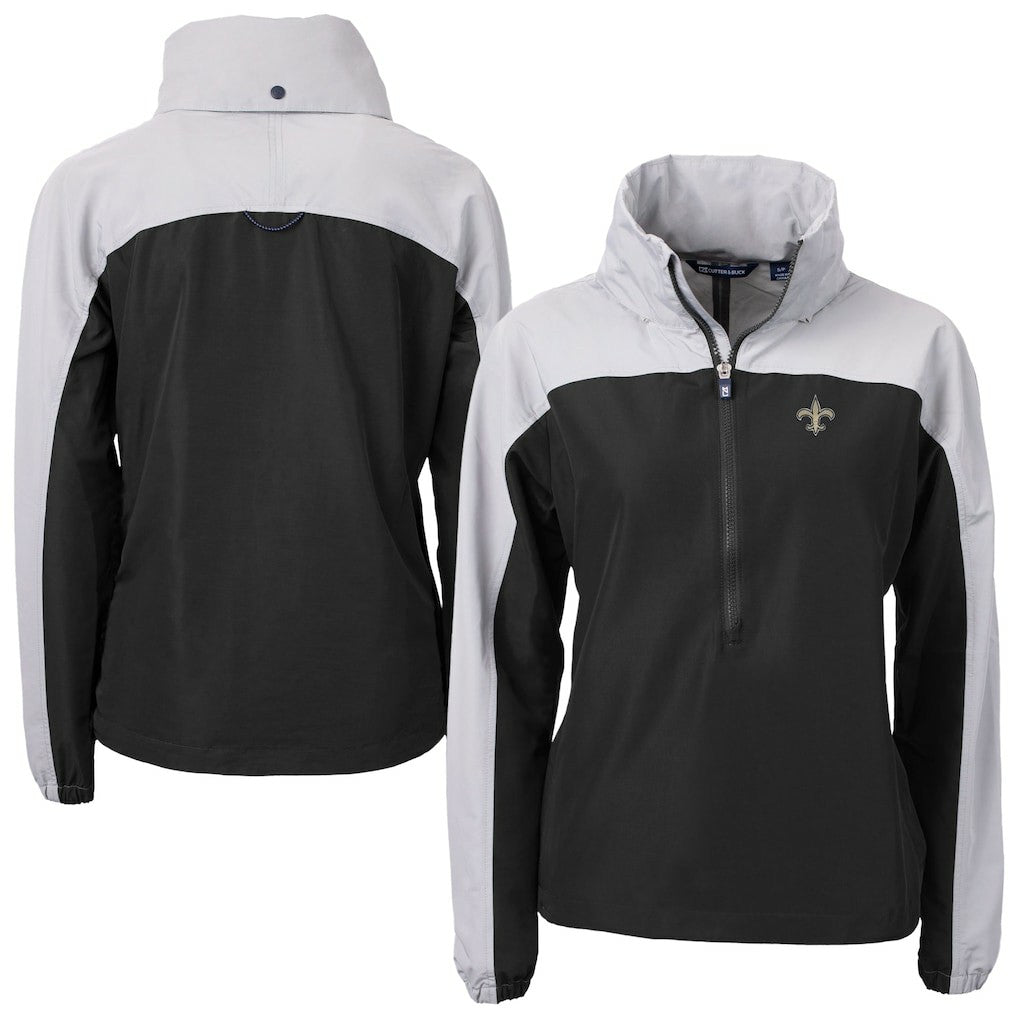 NFL New Orleans Saints Cutter & Buck Women's Charter Eco Recycled Half-Zip Hooded Anorak Jacket