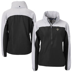 NFL New Orleans Saints Cutter & Buck Women's Charter Eco Recycled Half-Zip Hooded Anorak Jacket