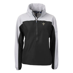 NFL New Orleans Saints Cutter & Buck Women's Charter Eco Recycled Half-Zip Hooded Anorak Jacket