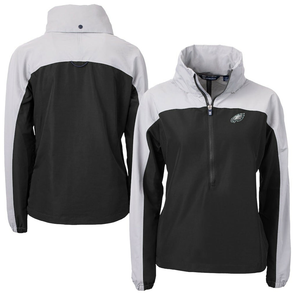 NFL Philadelphia Eagles Cutter & Buck Women's Charter Eco Recycled Half-Zip Hooded Anorak Jacket