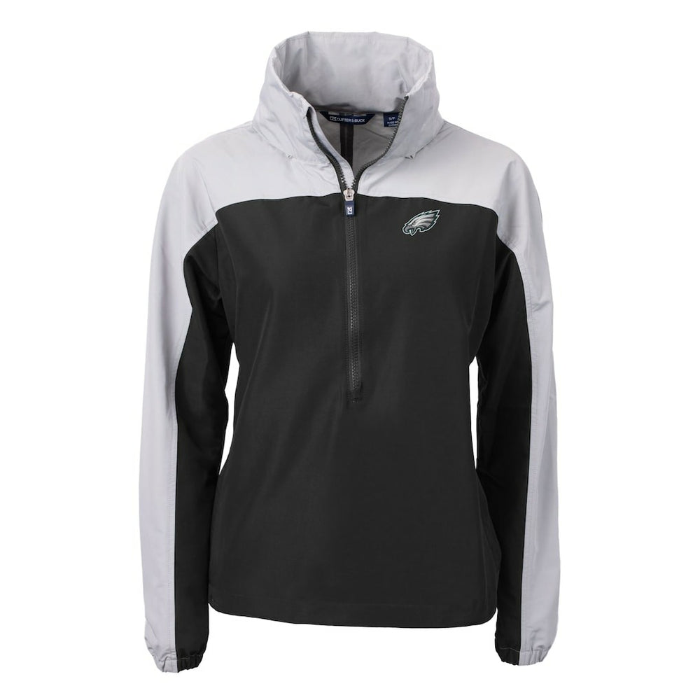 NFL Philadelphia Eagles Cutter & Buck Women's Charter Eco Recycled Half-Zip Hooded Anorak Jacket