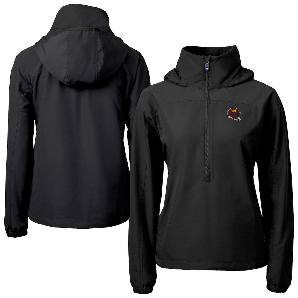 NFL Washington Commanders Cutter & Buck Women's Charter Eco Recycled Half-Zip Hooded Anorak Jacket