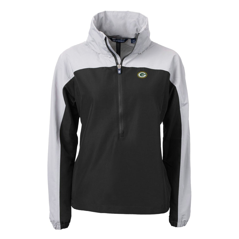 NFL Green Bay Packers Cutter & Buck Women's Charter Eco Recycled Half-Zip Hooded Anorak Jacket
