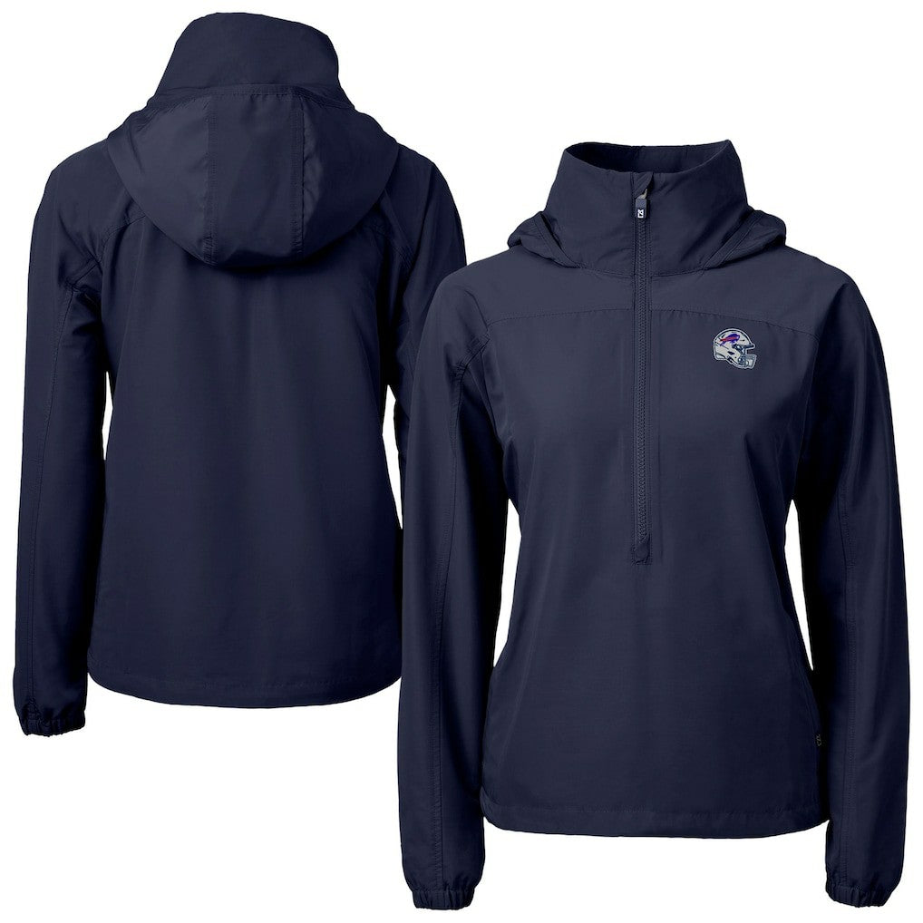 NFL Buffalo Bills Cutter & Buck Women's Charter Eco Recycled Half-Zip Hooded Anorak Jacket