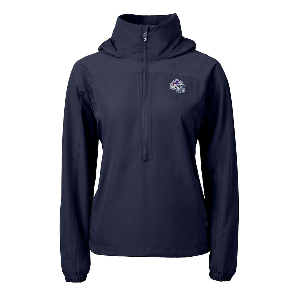 NFL Buffalo Bills Cutter & Buck Women's Charter Eco Recycled Half-Zip Hooded Anorak Jacket