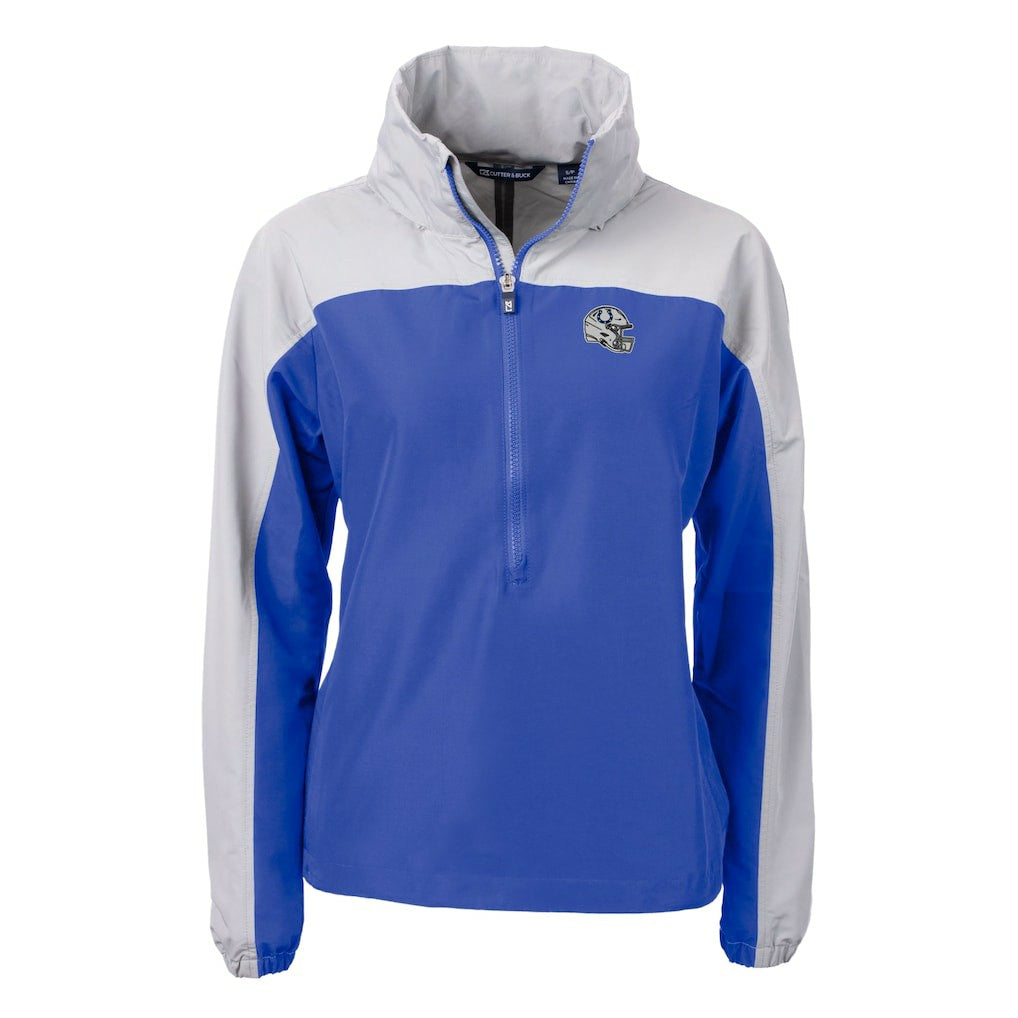 NFL Indianapolis Colts Cutter & Buck Women's Charter Eco Recycled Half-Zip Hooded Anorak Jacket