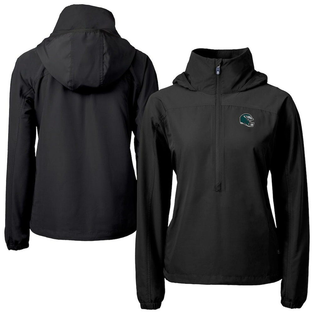 NFL Philadelphia Eagles Cutter & Buck Women's Charter Eco Recycled Half-Zip Hooded Anorak Jacket
