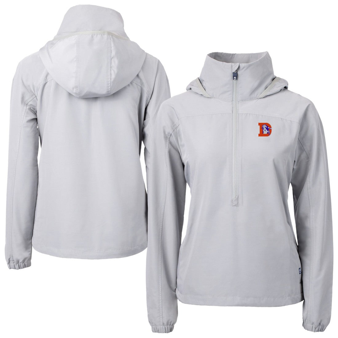 NFL Denver Broncos Cutter & Buck Women's Charter Eco Recycled Half-Zip Hooded Anorak Jacket