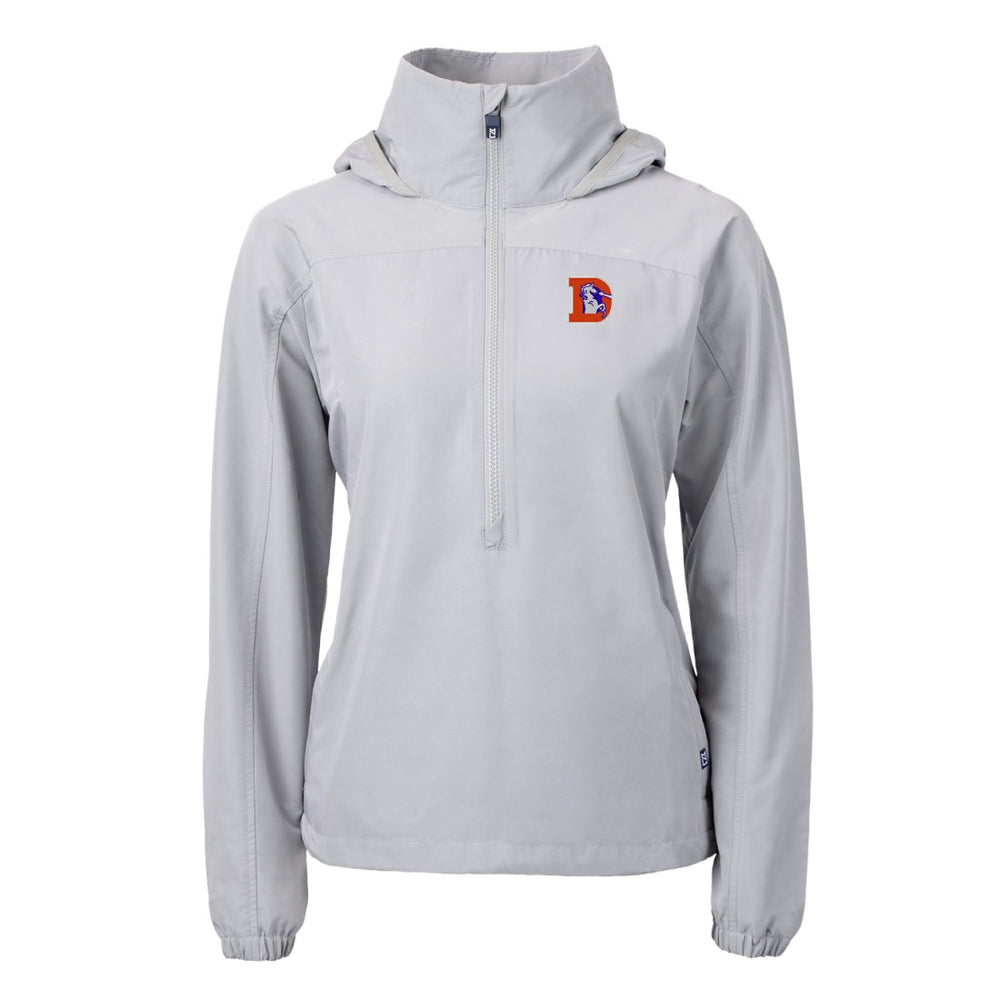 NFL Denver Broncos Cutter & Buck Women's Charter Eco Recycled Half-Zip Hooded Anorak Jacket