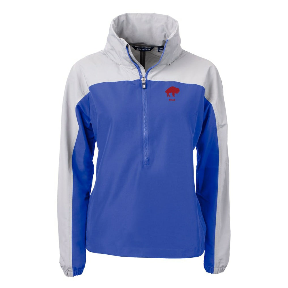 NFL Buffalo Bills Cutter & Buck Women's Charter Eco Recycled Half-Zip Hooded Anorak Jacket