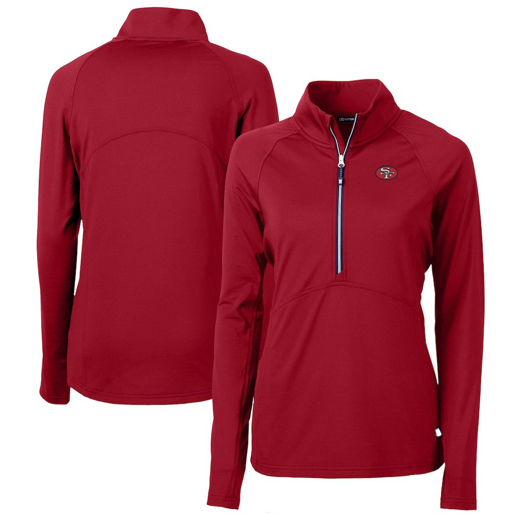 NFL San Francisco 49ers Cutter & Buck Women's Adapt Eco Knit Stretch Recycled Raglan Half-Zip Top