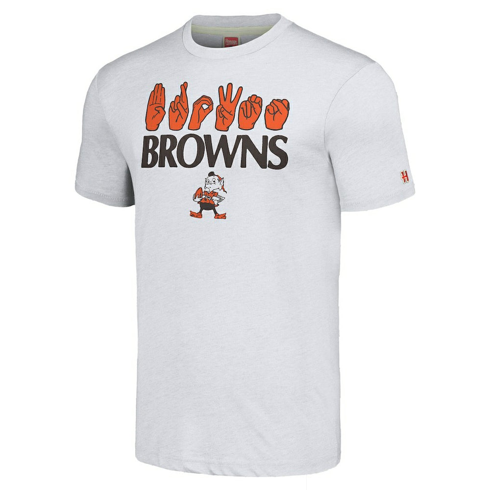 NFL Cleveland Browns Homage Unisex The NFL ASL Collection by Love Sign American Sign Language T-Shirt