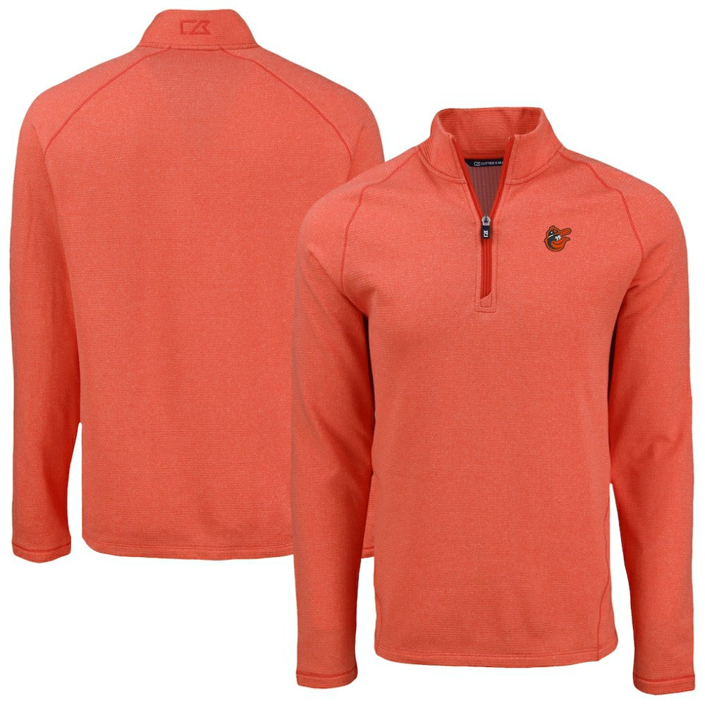 Baltimore Orioles Cutter & Buck Peshastin Eco Fleece Recycled Raglan Quarter-Zip Top - Heather Orange