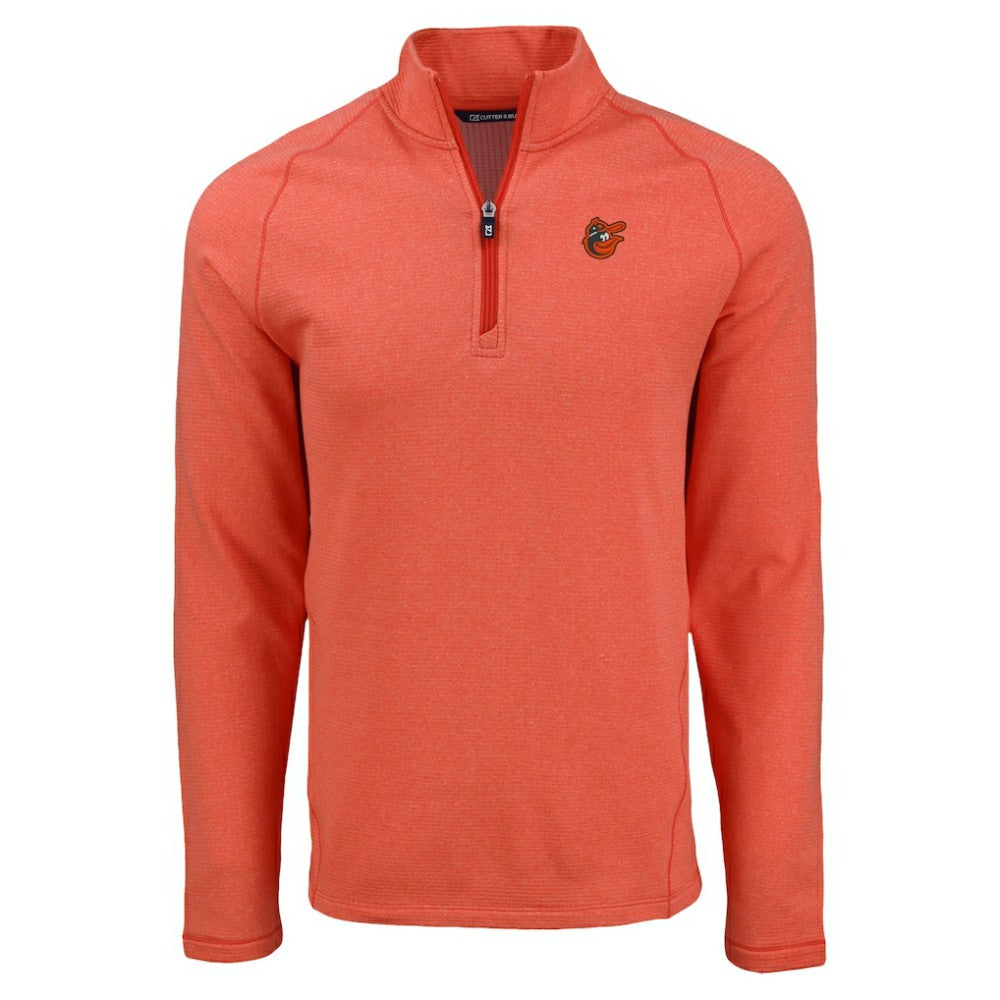Baltimore Orioles Cutter & Buck Peshastin Eco Fleece Recycled Raglan Quarter-Zip Top - Heather Orange