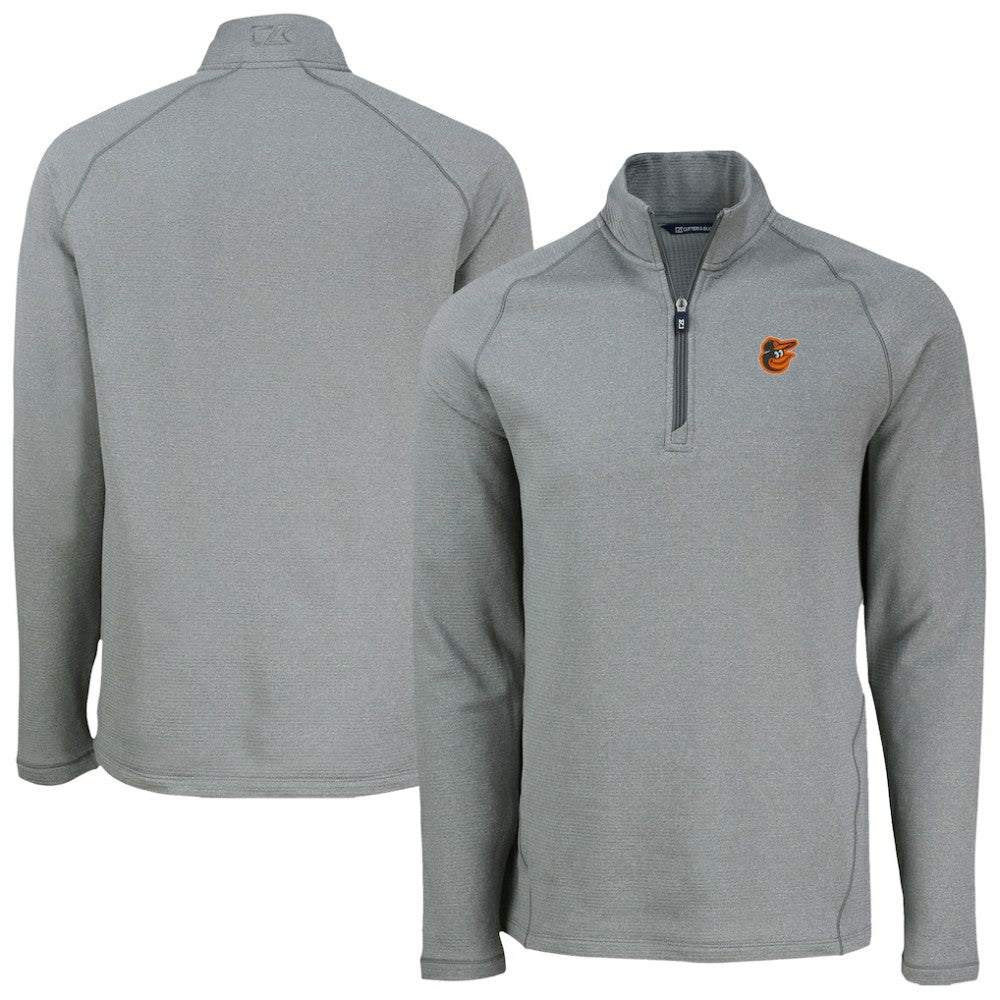 Baltimore Orioles Cutter & Buck Peshastin Eco Fleece Recycled Raglan Quarter-Zip Top - Heather Gray