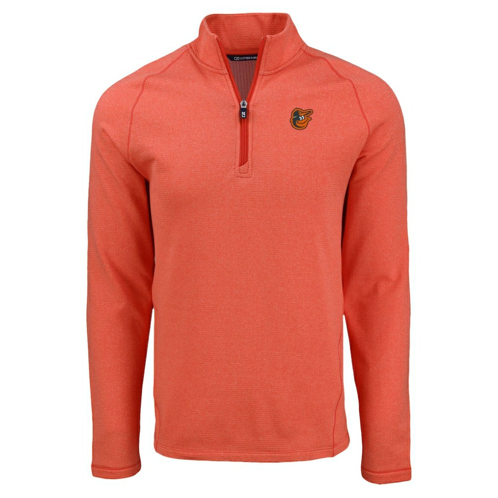 Baltimore Orioles Cutter & Buck Peshastin Eco Fleece Recycled Raglan Quarter-Zip Top - Heather Orange