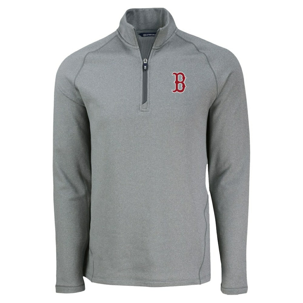 Boston Red Sox Cutter & Buck Peshastin Eco Fleece Recycled Raglan Quarter-Zip Top - Heather Gray