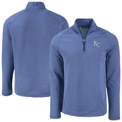 Kansas City Royals Cutter & Buck Peshastin Eco Fleece Recycled Raglan Quarter-Zip Top - Heather Blue