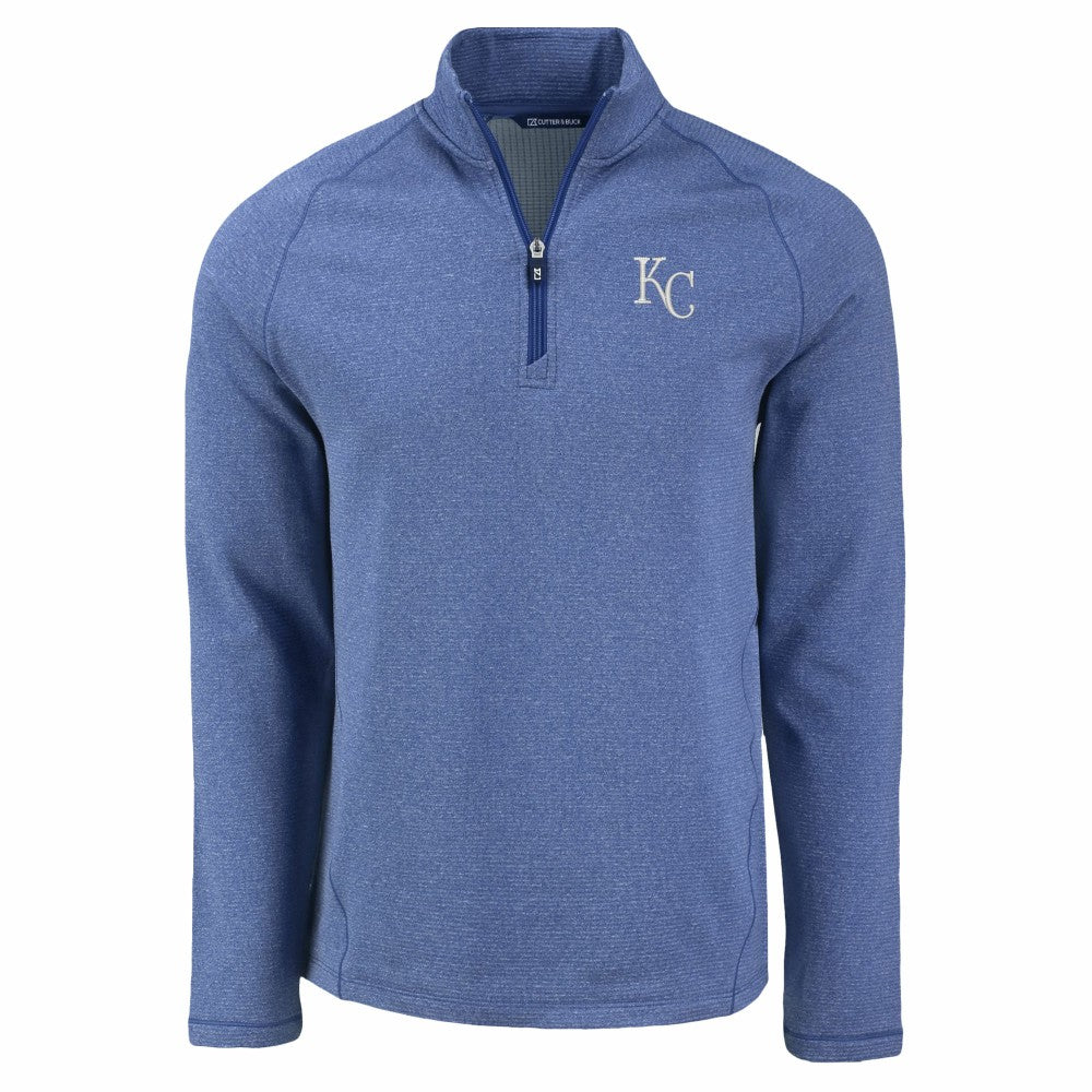Kansas City Royals Cutter & Buck Peshastin Eco Fleece Recycled Raglan Quarter-Zip Top - Heather Blue