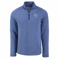 Kansas City Royals Cutter & Buck Peshastin Eco Fleece Recycled Raglan Quarter-Zip Top - Heather Blue