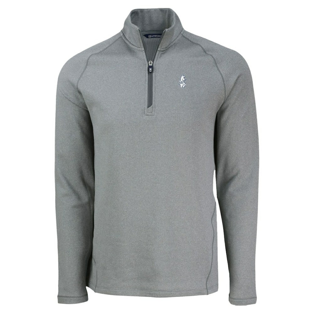 Chicago Cubs Cutter & Buck Peshastin Eco Fleece Recycled Raglan Quarter-Zip Top - Heather Gray
