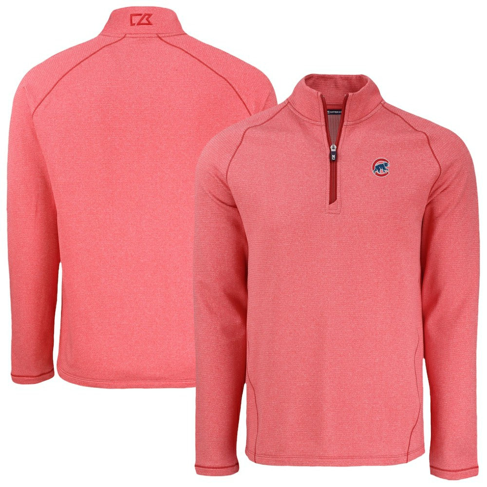Chicago Cubs Cutter & Buck Peshastin Eco Fleece Recycled Raglan Quarter-Zip Top - Heather Red