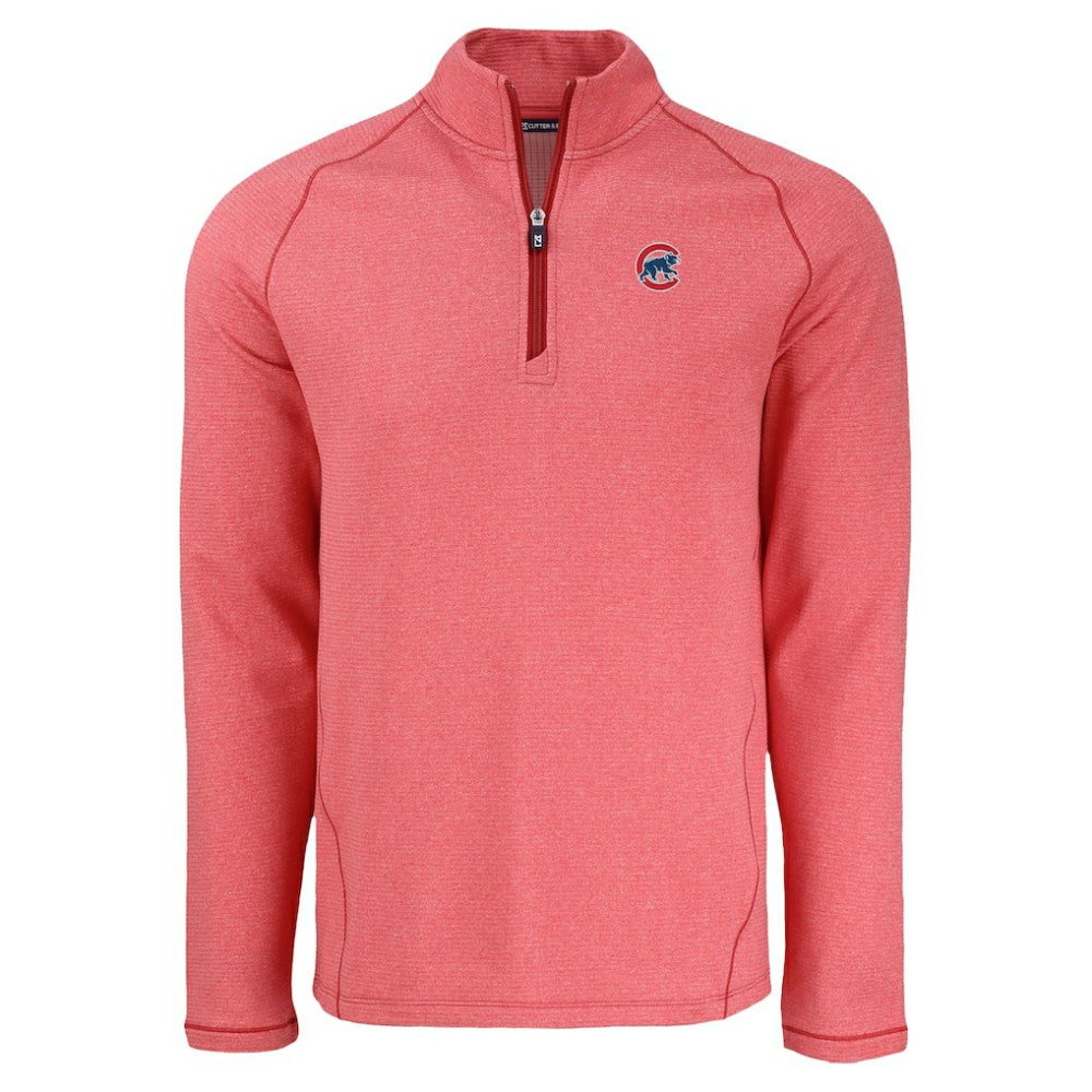 Chicago Cubs Cutter & Buck Peshastin Eco Fleece Recycled Raglan Quarter-Zip Top - Heather Red
