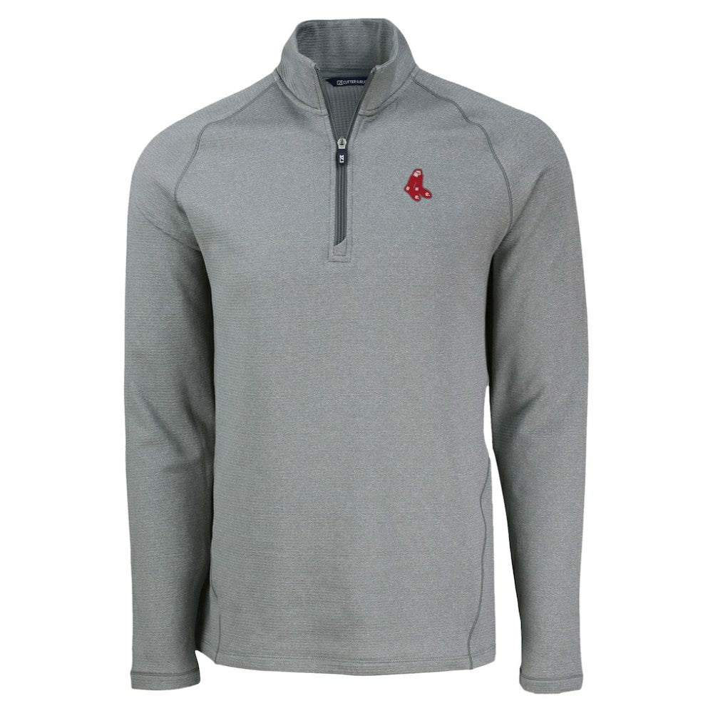 Boston Red Sox Cutter & Buck Peshastin Eco Fleece Recycled Raglan Quarter-Zip Top - Heather Gray
