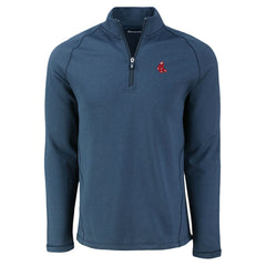 Boston Red Sox Cutter & Buck Peshastin Eco Fleece Recycled Raglan Quarter-Zip Top - Heather Navy