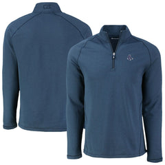 Boston Red Sox Cutter & Buck Peshastin Eco Fleece Recycled Raglan Quarter-Zip Top - Heather Navy