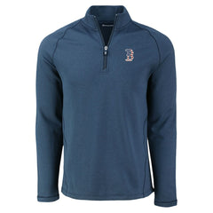 Boston Red Sox Cutter & Buck Peshastin Eco Fleece Recycled Raglan Quarter-Zip Top - Heather Navy