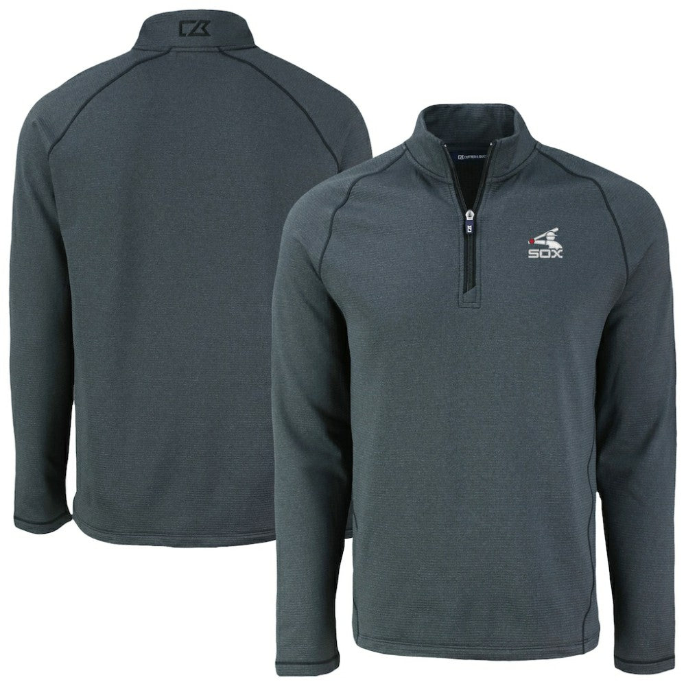 Chicago White Sox Cutter & Buck Peshastin Eco Fleece Recycled Raglan Quarter-Zip Top - Heather Black